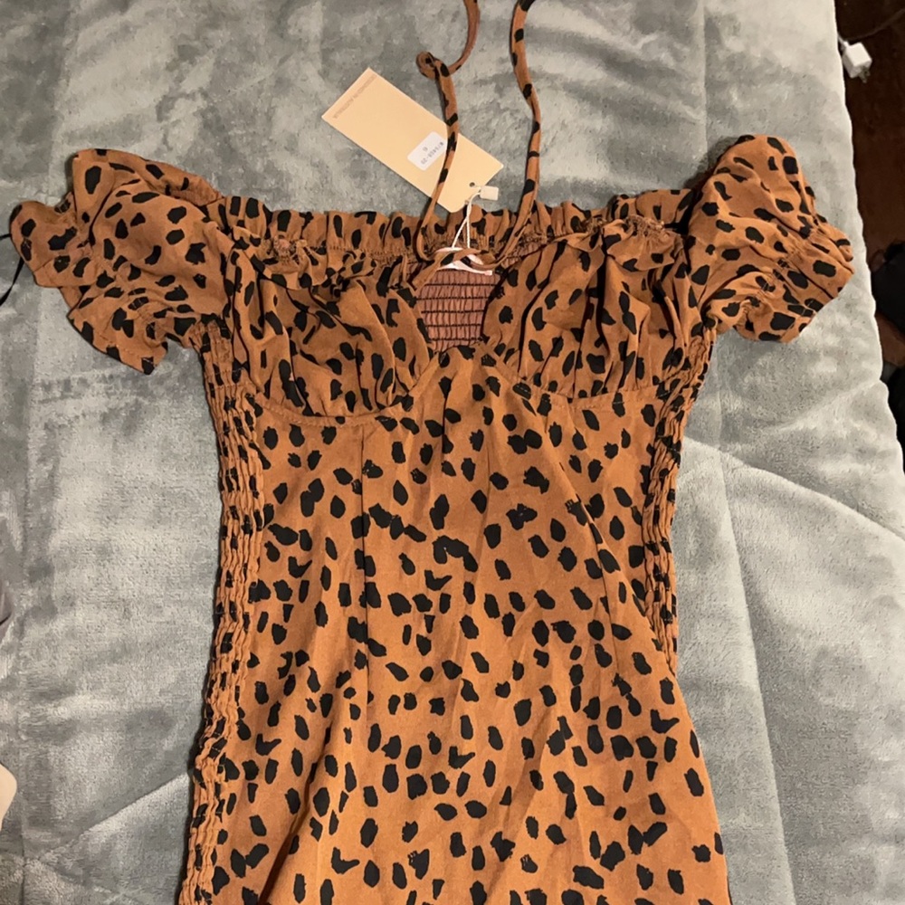 NWT cheetah dress smocked